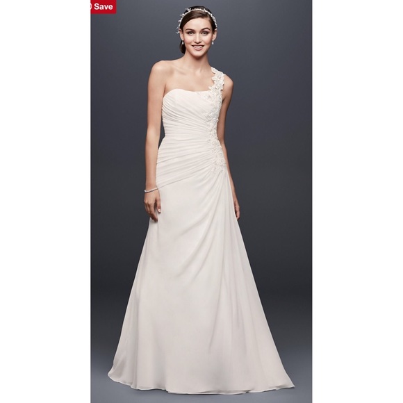 David's Bridal One Shoulder Wedding Dress